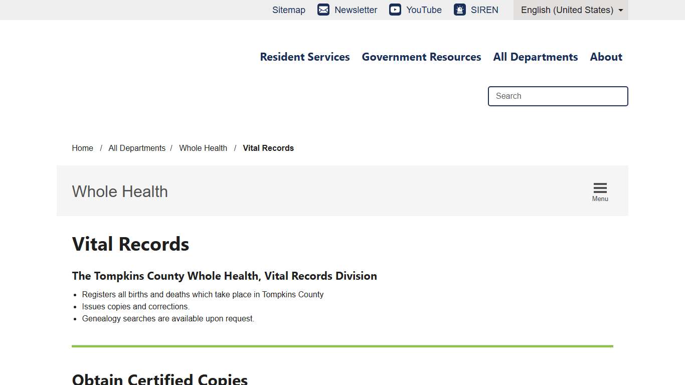 Vital Records Tompkins County