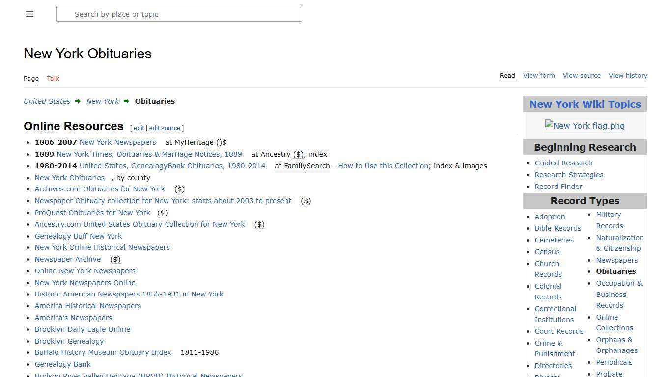 New York Obituaries • FamilySearch